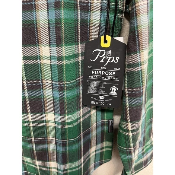 PRPS Jefferson Plaid Snap Button-Up Shirt Green Multi Men’s Size S NEW - Picture 9 of 10
